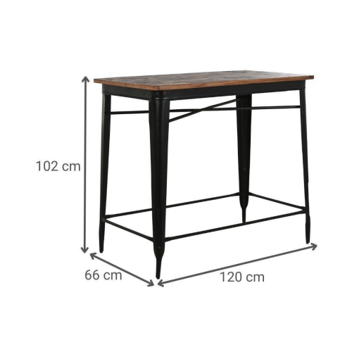 Mesa Bar Metal y Madera Marrón 120 cm MB-215102