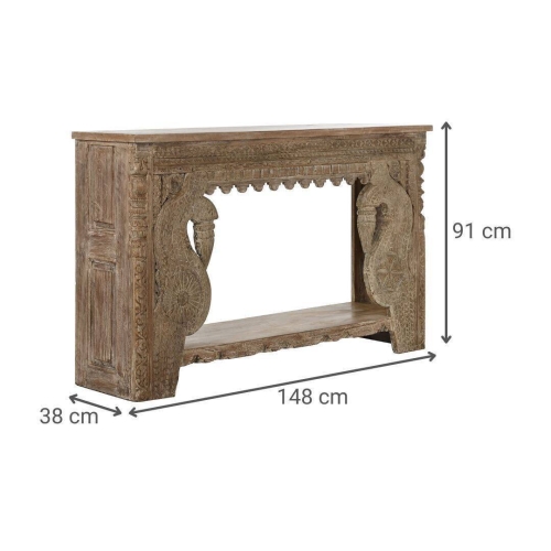 Consola de Entrada Tallada en Madera Teca y Mango MB-216511