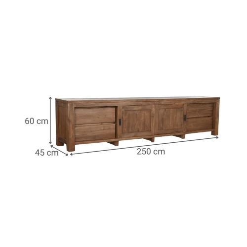 Mueble TV de Teca Reciclada con 2 Puertas y 4 Cajones MB-217298