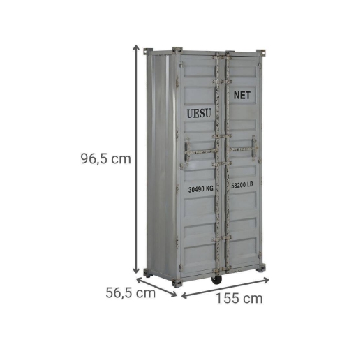 Botellero Industrial Metal y MDF Container Gris MB-217355