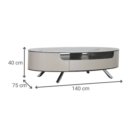 Mesa de Centro de Mármol Beige con Cajones MB-217636