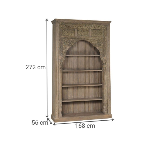 Estantería de Teca Tallada 4 Estantes MB-217962