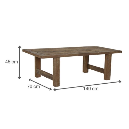 Mesa de Centro de Teca Reciclada Natural 140 cm MB-217975
