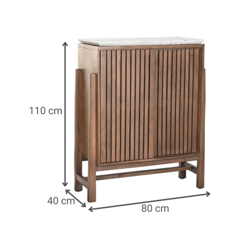 Aparador Estructura de Madera Acacia con Terrazo 80 cm MB-219025