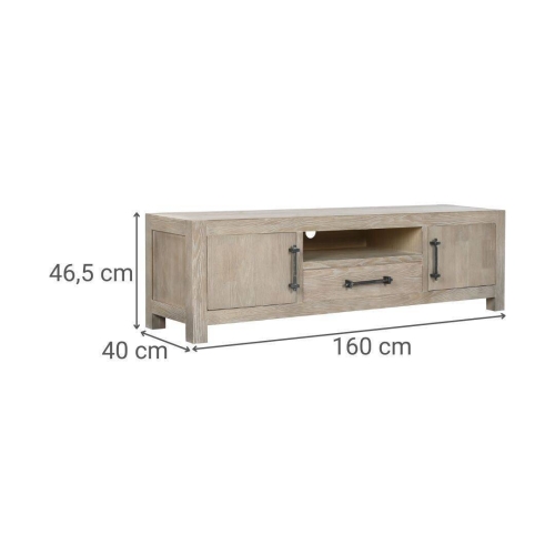 Mueble TV de Madera de Hevea con Metal 160 cm MB-219407