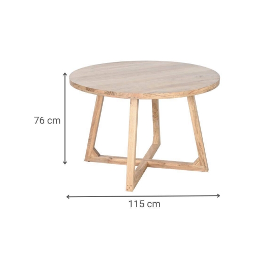 Mesa de Comedor Redonda 115 cm de Madera de Acacia MB-219457
