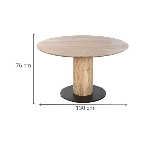 Mesa de Comedor Redonda de Acacia con Base de Metal MB-219462