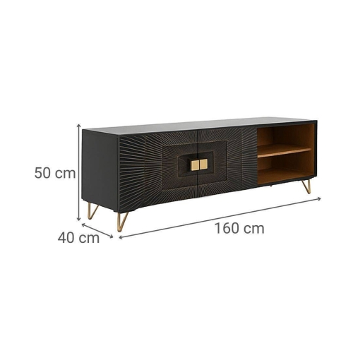 Mueble TV de Mango y Metal Negro Mandala MB-219959