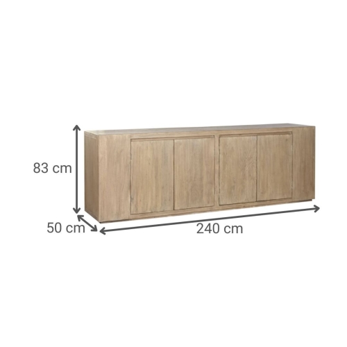 Aparador de Olmo Macizo 240x50x83 4 Puertas MB-219975
