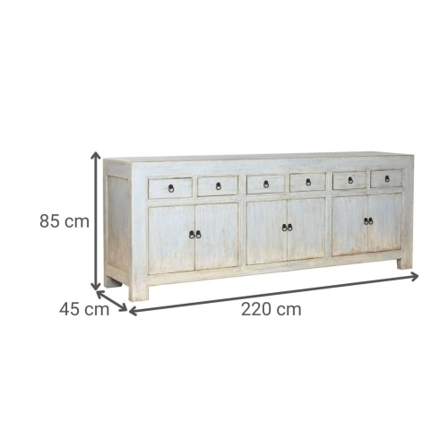 Aparador de Madera Maciza de Olmo 6 Puertas 6 Cajones MB-219978