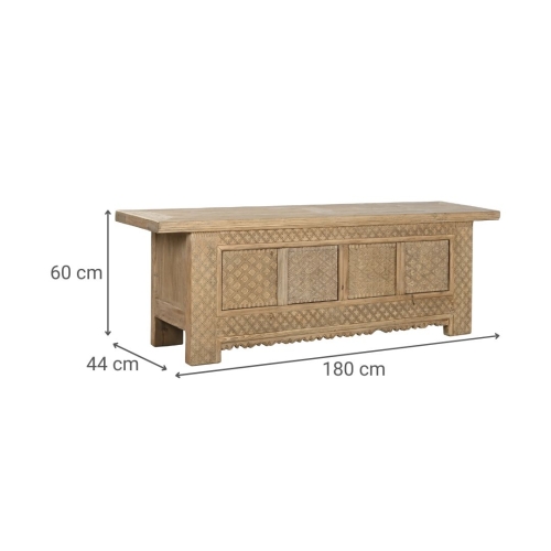Mueble TV de Olmo Macizo Tallado Natural MB-219980