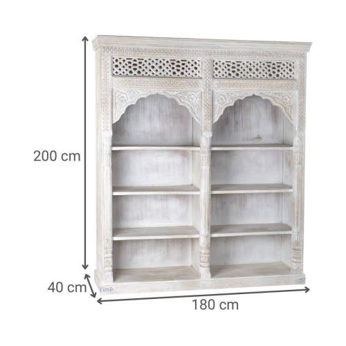 Estantería de Madera Tallada en Blanco MB-220358