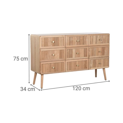 Cómoda de Madera Natural con 9 Cajones MB-220507