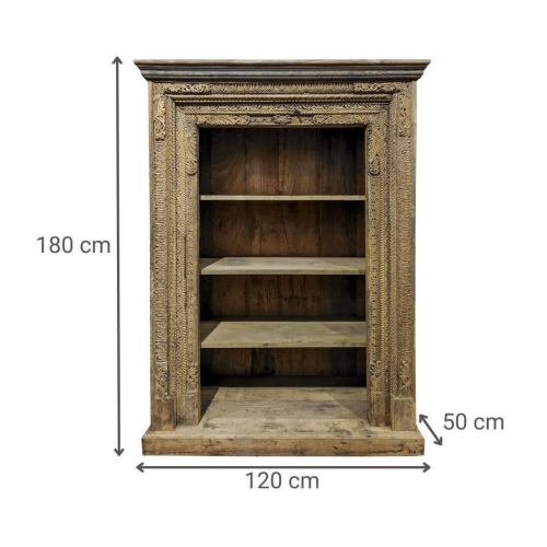 Estantería de Teca Tallada Natural 3 Estantes MB-220540