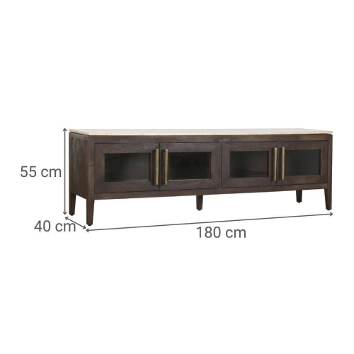 Mueble TV de Mango con Mármol Travertino 180 cm MB-220593