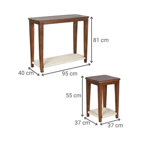 Consola con Mesitas Auxiliares en Madera de Mango MB-221671