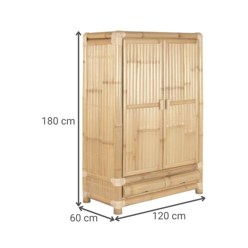 Armario de Bambú y Ratán Natural 2 Puertas MB-221750