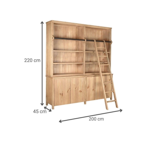 Librería de Pino y Metal con Escalera MB-222248