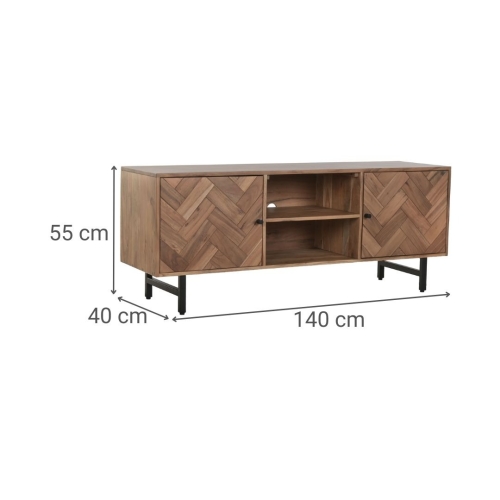 Mueble TV de Acacia y Metal Marrón 140 cm MB-222420