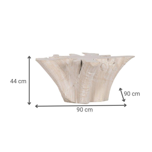Mesa de Centro de Raíz de Teca Decapé Blanco 90 cm MB-223004