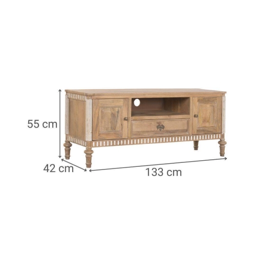 Mueble TV de Madera de Mango con Puertas y Cajón MB-223081