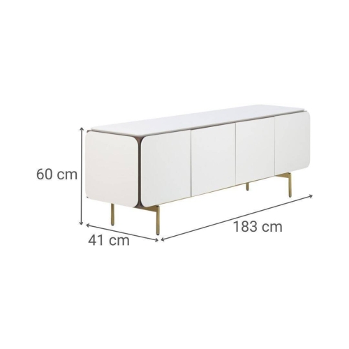 Mueble TV de Madera y MDF Gris con Puertas Talladas MB-223233