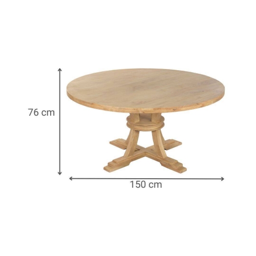 Mesa de Comedor Redonda de Madera Maciza 150 cm MB-223357