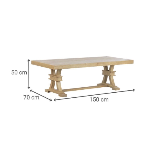 Mesa de Centro de Madera Maciza de Mango Natural MB-223359