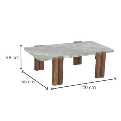 Mesa de Centro de Mármol y Madera de Mango Marrón MB-223561