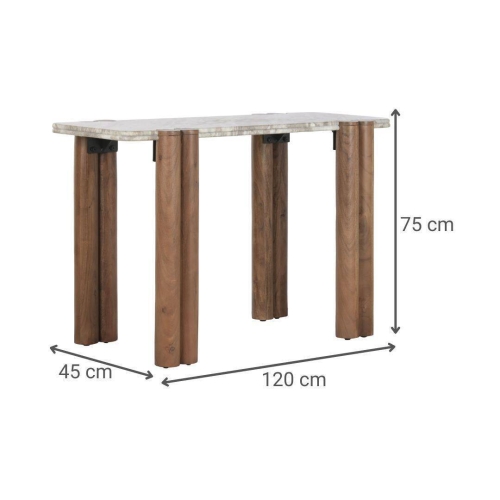 Consola de Madera de Mango y Mármol Marrón MB-223562