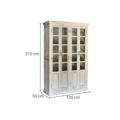Vitrina de Salón en Madera de Mango Decapé Blanco MB-223574
