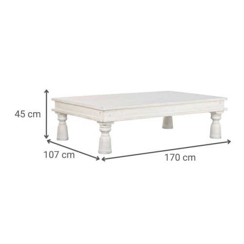 Mesa de Centro de Madera en Decapé Blanco 170 cm MB-224034