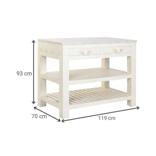 Isla de Cocina de Madera con Encimera de Mármol MB-224037