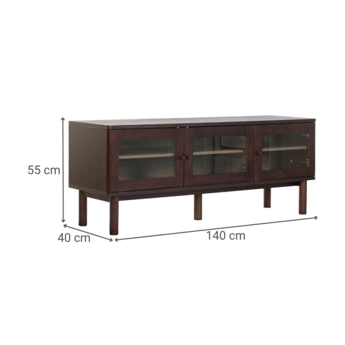 Mueble TV de MDF con Puertas de Cristal Marrón Oscuro MB-224129