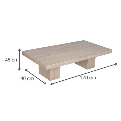 Mesa de Centro de Madera Olmo Macizo 170 cm Natural MB-226317