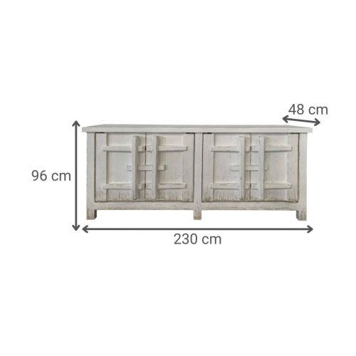 Aparador de Olmo Macizo Blanco 230 cm MB-226325