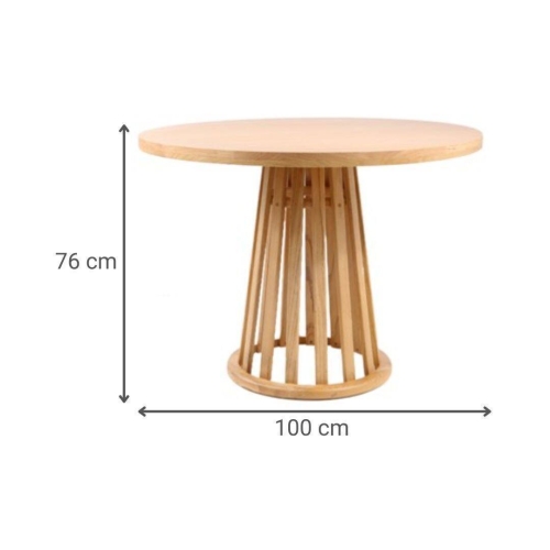 Mesa de Comedor Redonda de Madera de Olmo 100 cm MB-226682