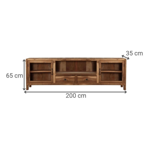 Mueble de TV Madera Teca Reciclada con Cristal MB-227231