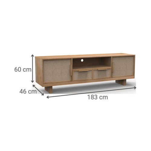 Mueble TV de Mango y Ratán 4 Cajones MB-227280