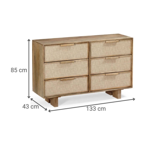 Cómoda de Dormitorio de Madera de Mango Ratán MB-227282