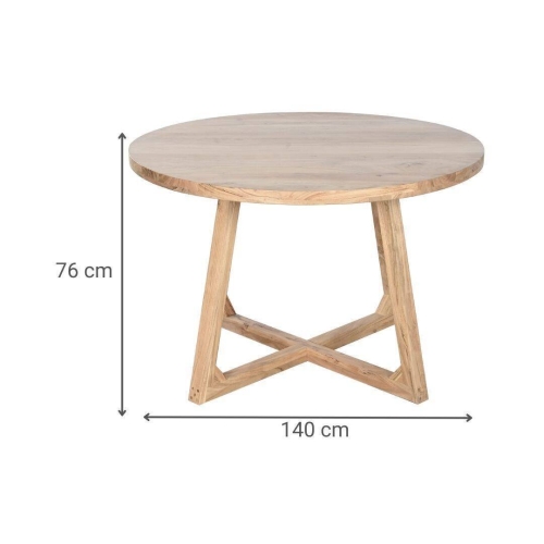 Mesa de Comedor Redonda 140 cm de Madera de Acacia MB-227284