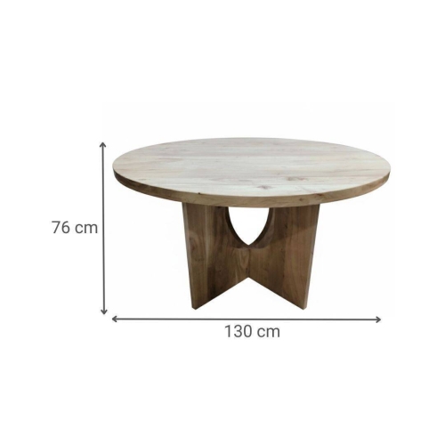 Mesa de Comedor Redonda de Acacia 130 cm MB-227285