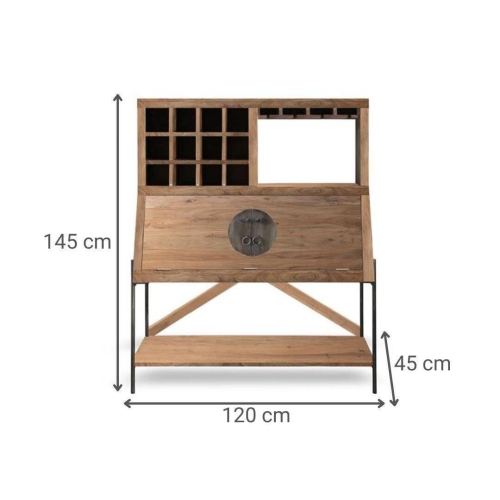 Aparador Bar de Madera Acacia y Metal MB-227310