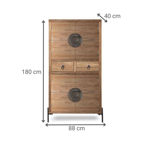 Armario Auxiliar de Madera de Acacia y Metal MB-227311