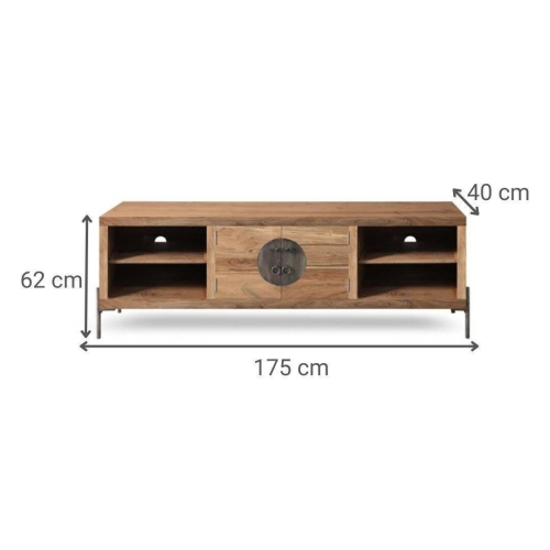 Mueble TV de Acacia y Metal 175 cm MB-227313