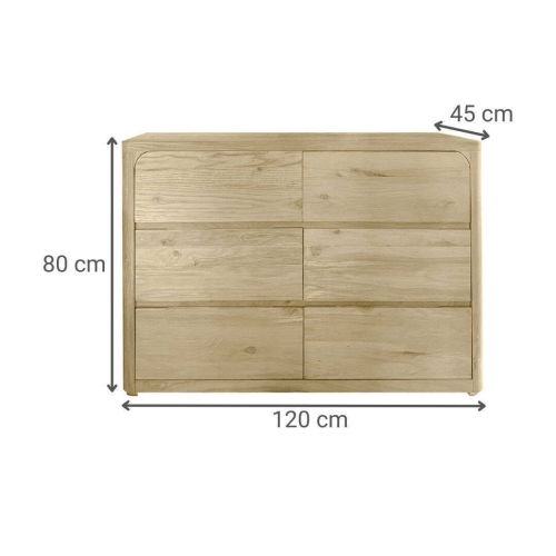 Cómoda de Dormitorio en Madera de Pino 6 Cajones MB-227975