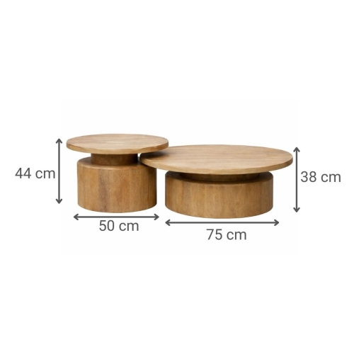 Set 2 Mesas Nido de Madera de Mango Redonda MB-228040
