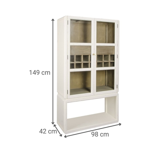Mueble Bar de Olmo con Cristal y Botellero MB-228435