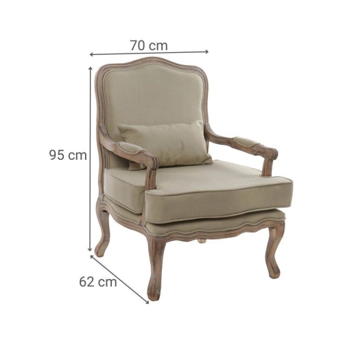 Sillón de Madera con Asiento Tapizado en Lienzo MB-158146