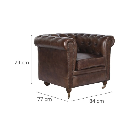Sillón de Piel Clásico Chester Marrón Oscuro MB-208646